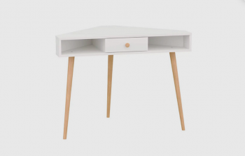 Стол письменный угловой, арт.6-01104, белый(ГК) в Среднеуральске - sredneuralsk.mebel-e96.ru