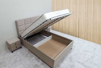 Кровать с подъемным механизмом Мега беж (Лин) в Среднеуральске - sredneuralsk.mebel-e96.ru