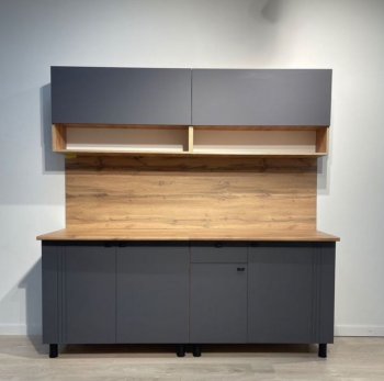 Кухонный гарнитур Монако 2000 мм графит (СВ) в Среднеуральске - sredneuralsk.mebel-e96.ru