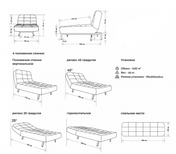 Кушетка Абри Синий в Среднеуральске - sredneuralsk.mebel-e96.ru