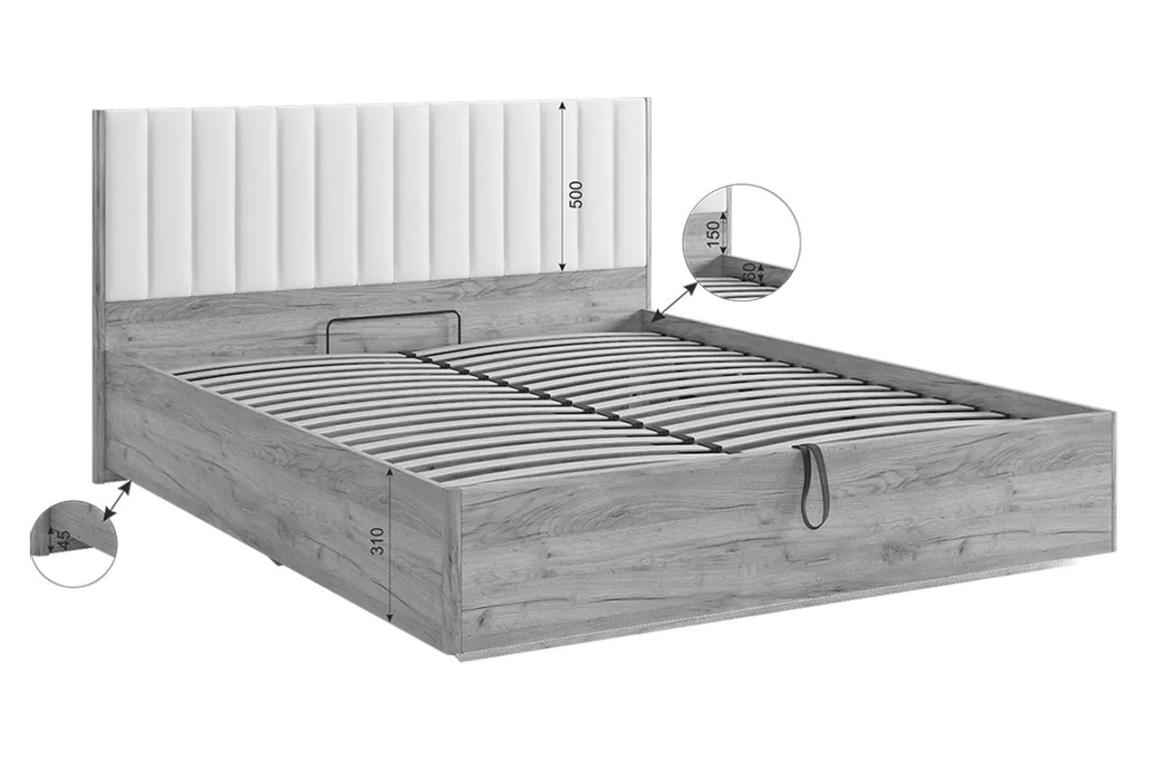 Кровать с подъемным механизмом Адам графит (Мебельсон) в Среднеуральске - sredneuralsk.mebel-e96.ru