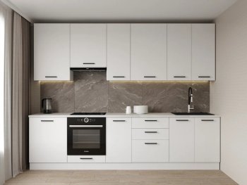 Кухонный гарнитур высокий Белый глянец 3000 мм МДФ (Санвут) в Среднеуральске - sredneuralsk.mebel-e96.ru