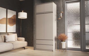 Шкаф Челси с антресолью 900 мм Кашемир (Миф) в Среднеуральске - sredneuralsk.mebel-e96.ru