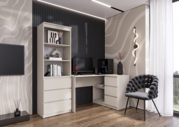 Письменный стол угловой + Стеллаж Челси кашемир (Миф) в Среднеуральске - sredneuralsk.mebel-e96.ru