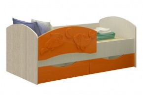 Детская кровать Дельфин-3 МДФ оранжевый, 80х160 в Среднеуральске - sredneuralsk.mebel-e96.ru