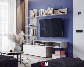 Стенка Элирия крафт белый (СтендМ) в Среднеуральске - sredneuralsk.mebel-e96.ru