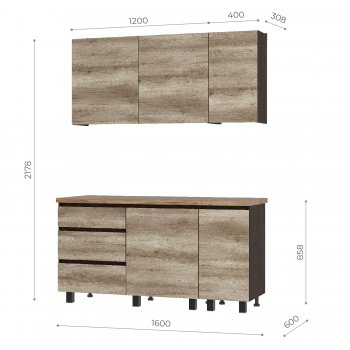 Кухонный гарнитур Энигма 1600 мм (БТС) в Среднеуральске - sredneuralsk.mebel-e96.ru