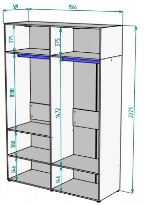 Шкаф 1564 мм Erik H313 + Антресоль HA4 (Графит) в Среднеуральске - sredneuralsk.mebel-e96.ru