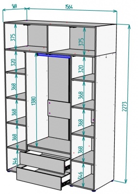 Шкаф 1564 мм Erik H328 + Антресоль HA4 (Графит) в Среднеуральске - sredneuralsk.mebel-e96.ru