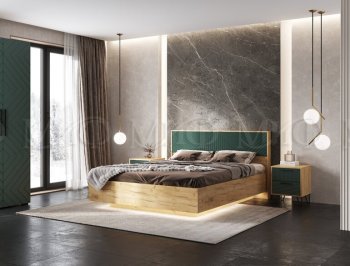 Кровать парящая Флэш крафт/грин (Миф) в Среднеуральске - sredneuralsk.mebel-e96.ru