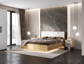 Кровать парящая Флэш крафт/белый (Миф) в Среднеуральске - sredneuralsk.mebel-e96.ru