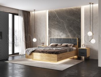 Кровать парящая Флэш крафт/графит(Миф) в Среднеуральске - sredneuralsk.mebel-e96.ru