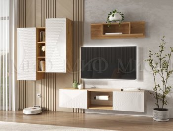 Стенка Флэш крафт/белый (Миф) в Среднеуральске - sredneuralsk.mebel-e96.ru