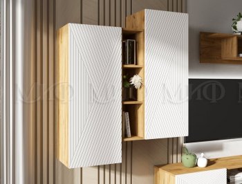Стенка Флэш крафт/белый (Миф) в Среднеуральске - sredneuralsk.mebel-e96.ru