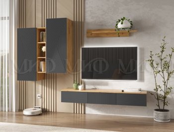 Стенка Флэш комп.2 крафт/графит (Миф) в Среднеуральске - sredneuralsk.mebel-e96.ru