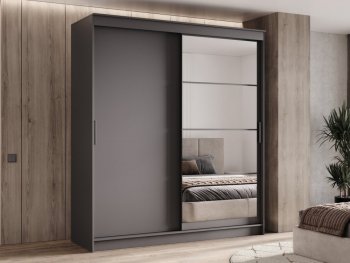 Шкаф-купе 2000 мм Гранд-1 ЛДСП/Зеркало, графит (Эра) в Среднеуральске - sredneuralsk.mebel-e96.ru