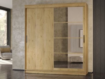 Шкаф-купе 2000 мм Гранд-1 ЛДСП/Зеркало, дуб вотан (Эра) в Среднеуральске - sredneuralsk.mebel-e96.ru