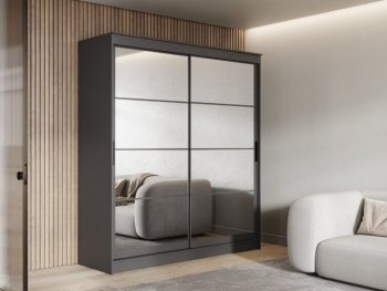 Шкаф-купе 2000 мм Гранд-1 зеркало/зеркало, графит (Эра) в Среднеуральске - sredneuralsk.mebel-e96.ru