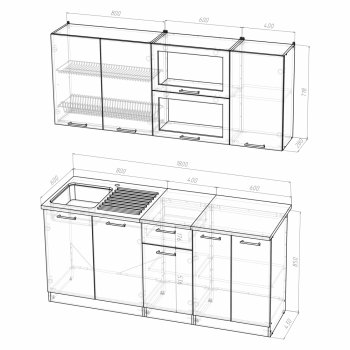 Кухонный гарнитур Инна макси 1800 мм (Герда) в Среднеуральске - sredneuralsk.mebel-e96.ru