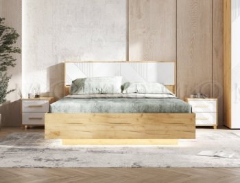 Кровать парящая Ирис крафт/белый с подсветкой (Миф) в Среднеуральске - sredneuralsk.mebel-e96.ru