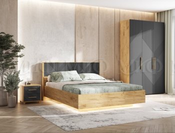 Кровать парящая Ирис крафт/графит(Миф) в Среднеуральске - sredneuralsk.mebel-e96.ru
