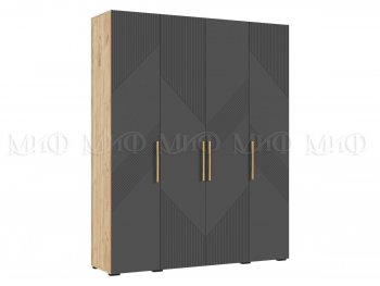 Шкаф 1800 мм Ирис с антресолью крафт/графит (Миф) в Среднеуральске - sredneuralsk.mebel-e96.ru