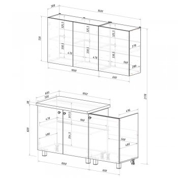 Кухонный гарнитур Куба 1600 мм (БТС) в Среднеуральске - sredneuralsk.mebel-e96.ru