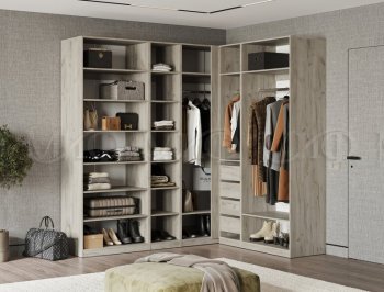 Гардеробная/шкаф 2200*1706 мм Ларго №3 дуб крафт серый/кашемир (Миф) в Среднеуральске - sredneuralsk.mebel-e96.ru