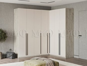 Гардеробная/шкаф 2200*1706 мм Ларго №3 дуб крафт серый/кашемир (Миф) в Среднеуральске - sredneuralsk.mebel-e96.ru