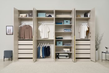 Гардеробная/шкаф 3200 мм Ларго №2 Кашемир (Миф) в Среднеуральске - sredneuralsk.mebel-e96.ru