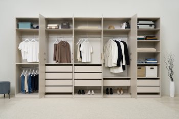 Гардеробная/шкаф 4000 мм Ларго №4 Кашемир (Миф) в Среднеуральске - sredneuralsk.mebel-e96.ru