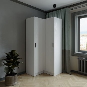 Шкаф угловой Ларс (угол прямой), Белый (Микон) в Среднеуральске - sredneuralsk.mebel-e96.ru