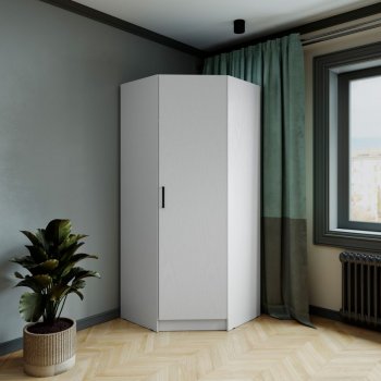 Шкаф угловой Ларс (угол скос), Белый (Микон) в Среднеуральске - sredneuralsk.mebel-e96.ru