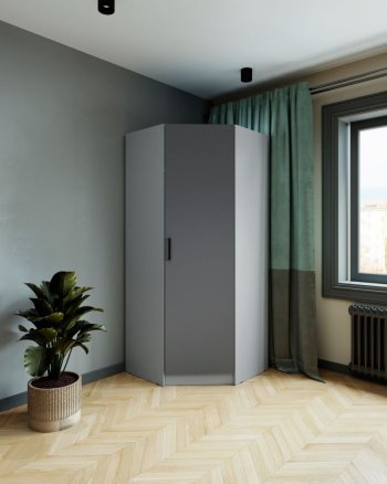 Шкаф угловой Ларс (угол скос), Серый камень/графит (Микон) в Среднеуральске - sredneuralsk.mebel-e96.ru