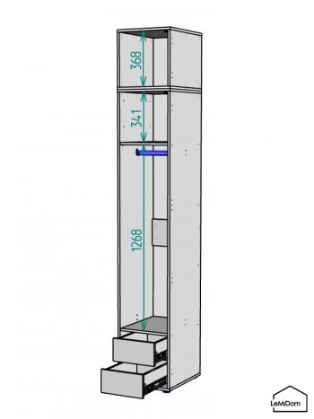 Шкаф с антресолью 400 мм Linnea MHR-1A-3 2450х400х510 (Белый-М 11.1.2) в Среднеуральске - sredneuralsk.mebel-e96.ru