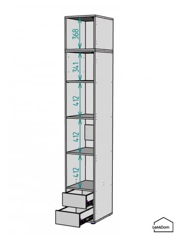 Шкаф с антресолью 400 мм Linnea MHR-1A-4 2450х400х510 (ДВ-М 11.1.25) в Среднеуральске - sredneuralsk.mebel-e96.ru