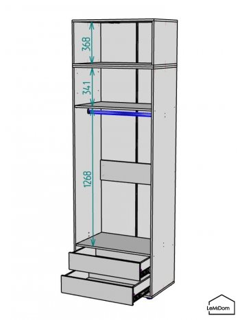 Шкаф с антресолью 800 мм Linnea MHR-2A-3 2450х800х510 (ДВ-М 11.1.25) в Среднеуральске - sredneuralsk.mebel-e96.ru