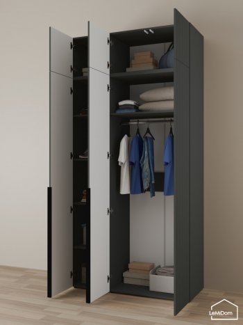 Шкаф с антресолью 1200 мм Linnea MHR-3A-1 2450х1200х510 (Графит-М 11.1.25) в Среднеуральске - sredneuralsk.mebel-e96.ru
