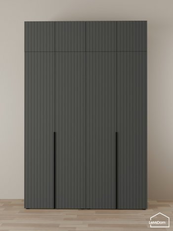 Шкаф с антресолью 1600 мм Linnea MHR-4A-1 2450х1600х510 (Графит-М 11.1.25) в Среднеуральске - sredneuralsk.mebel-e96.ru