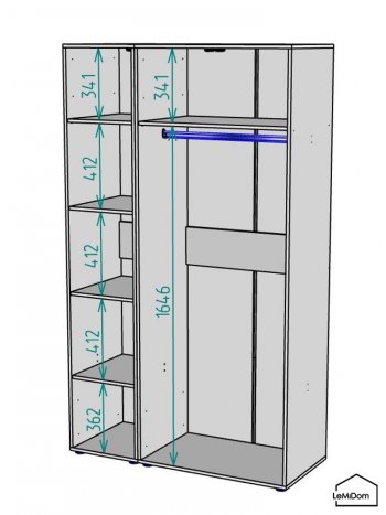 Шкаф Linnea MHR-3-1 2050х1200х510 (ДВ-М 11.1.25) в Среднеуральске - sredneuralsk.mebel-e96.ru