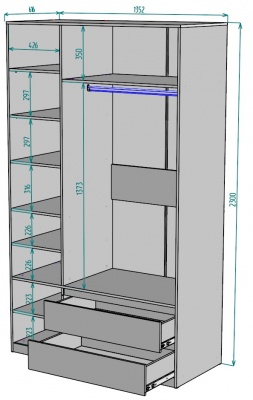 Шкаф Мальта 1350 мм Графит в Среднеуральске - sredneuralsk.mebel-e96.ru