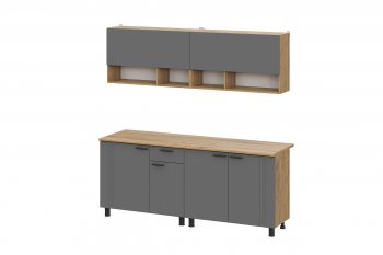 Кухонный гарнитур Монако 2000 мм графит (СВ) в Среднеуральске - sredneuralsk.mebel-e96.ru