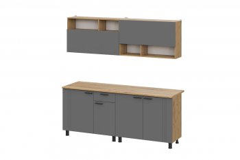 Кухонный гарнитур Монако 2000 мм графит (СВ) в Среднеуральске - sredneuralsk.mebel-e96.ru