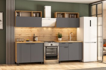 Кухонный гарнитур Монако 2000 мм графит (СВ) в Среднеуральске - sredneuralsk.mebel-e96.ru