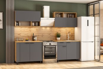 Кухонный гарнитур Монако 2000 мм графит (СВ) в Среднеуральске - sredneuralsk.mebel-e96.ru