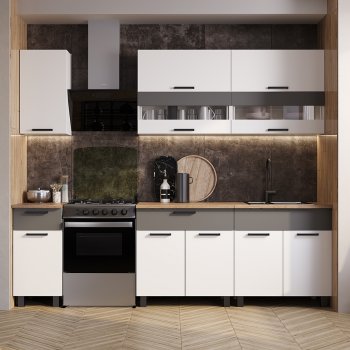 Кухонный гарнитур Монтана 2000 мм белый/графит (БТС) в Среднеуральске - sredneuralsk.mebel-e96.ru