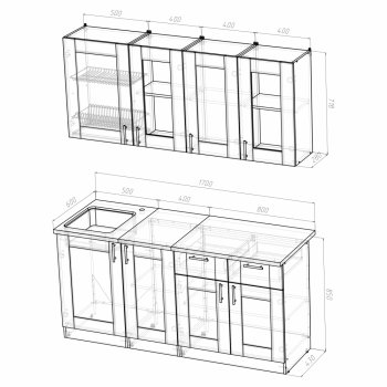 Кухонный гарнитур Ника демо 1700 мм (Герда) в Среднеуральске - sredneuralsk.mebel-e96.ru