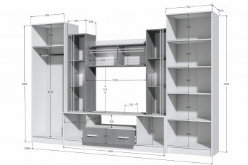Стенка Николь-2 крафт серый/кашемир (Зарон) в Среднеуральске - sredneuralsk.mebel-e96.ru
