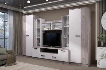 Стенка Николь-2 крафт серый/кашемир (Зарон) в Среднеуральске - sredneuralsk.mebel-e96.ru