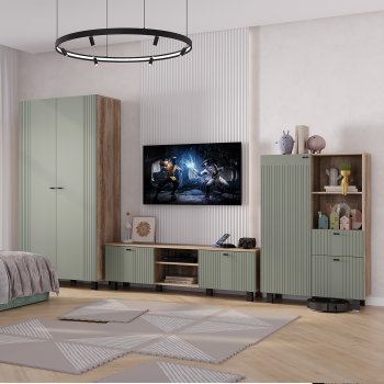 Стенка Олива комп.3 эвкалипт софт (БТС) в Среднеуральске - sredneuralsk.mebel-e96.ru